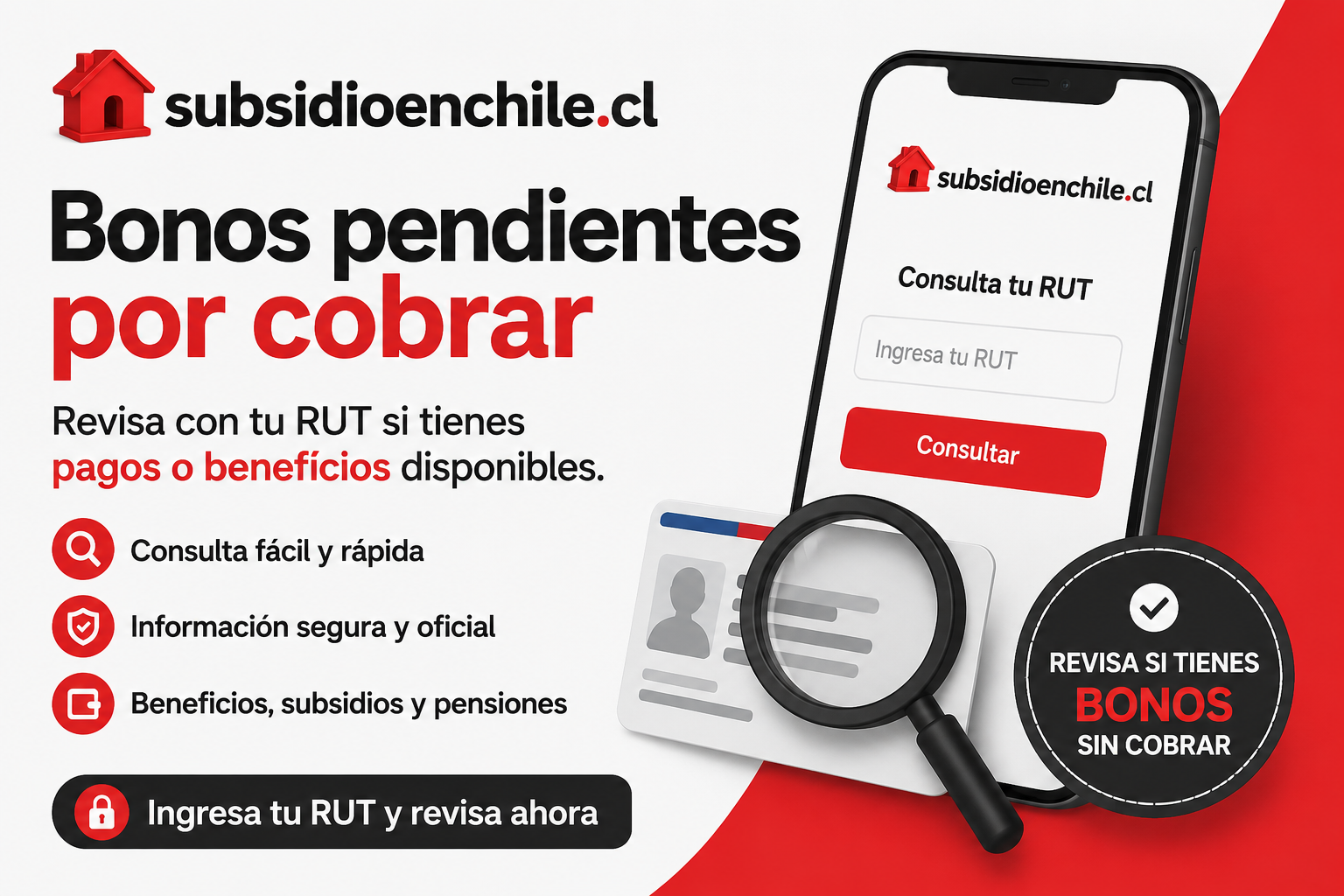 Imagen ilustrativa sobre bonos pendientes por cobrar: revisa con tu RUT si tienes pagos disponibles