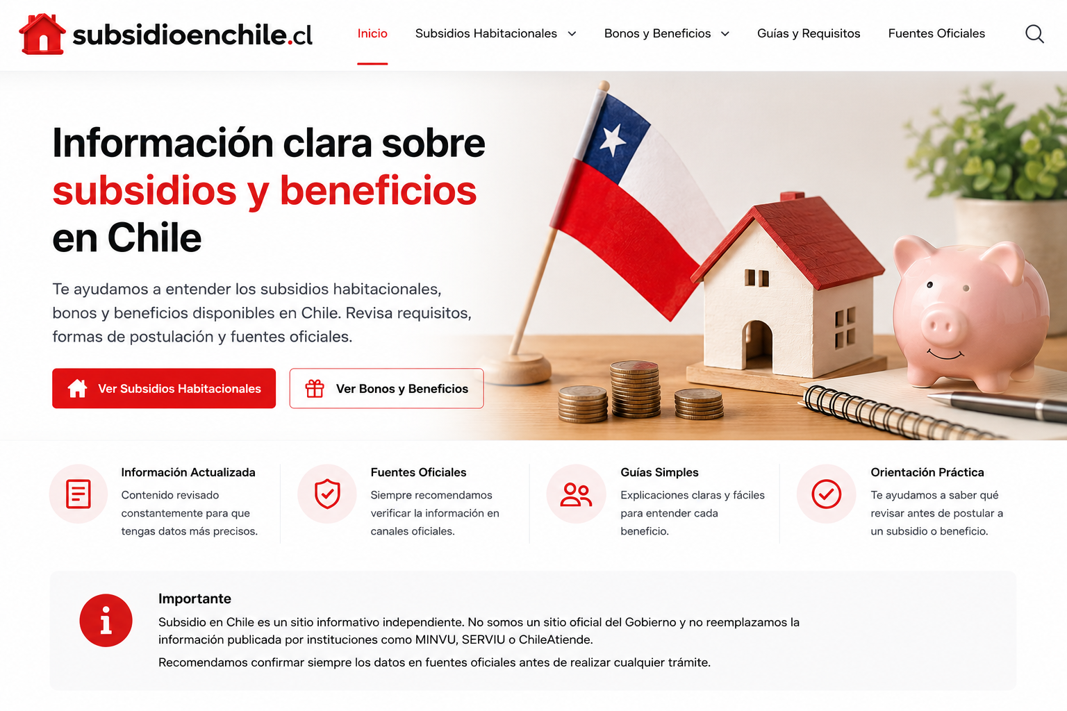 Subsidio en Chile información clara sobre subsidios bonos beneficios y fuentes oficiales